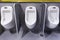 Men`s room urinals discharge of waste from the body