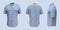Men`s short sleeves military shirt mockup in front, side and back views.