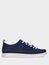 Men`s summer suede blue sneakers with white soles.