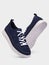 Men`s summer suede blue sneakers with white soles.