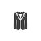 Men`s tuxedo jacket with bow tie vector icon