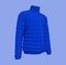 Men`s warm sport puffer jacket isolated over bluebackground