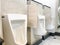 Men`s white urinals design, Close up row of outdoor urinals men public toilet