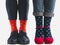 Men`s and women`s trendy shoes, bright socks