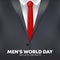 Men\\\'s world day background with a black suit and red tie