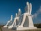 Men at sea colossal sculptures near Esbjerg harbor in Denmark
