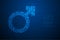 Men sign Particle Geometric Bokeh circle dot pixel pattern, Male gender concept design blue color illustration on blue gradient