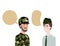 Men soldiers of war with speech bubble