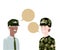 Men soldiers of war with speech bubble
