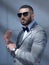 Men suit and sunglasses- James Bond style Fresh barber cut Men watch Men fashion style