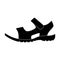 Men summer brown leather sandals on a bare foot.Different shoes single icon in black style vector symbol stock