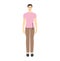 Men to do body rise measurement body with arrows fashion Illustration for size chart. Flat male character front 8 head