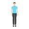 Men to do neck size measurement body with arrows fashion Illustration for size chart. Flat male character front 8 head