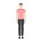 Men to do shoulder width measurement body with arrows fashion Illustration for size chart. Flat male character