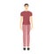 Men to do waist to knee measurement body with arrows fashion Illustration for size chart. Flat male character front 8