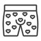 Men underwear with hearts line icon