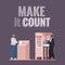 Men with voting box and booth with make it count text vector design