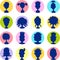 Men, women, child colorful avatar profile picture icon set - vector