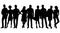Men and women, a group of standing business people. Isolated flat vector illustration