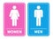 Men and Women Restroom Sign. male and female silhouetted figures on a blue and pink.Toilet Sign. Vector illustration