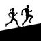 Men and Women Running Silhouette. Vector