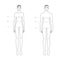 Men and women standard body parts terminology measurements Illustration for clothes and accessories production fashion