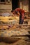 Men working at a tannery. Marrakesh. Morocco