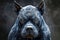 Menacing Black Cane Corso Dog with Piercing Eyes on Dark Mysterious Background, Intense Pet Portrait