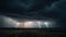 A menacing sky filled with a roiling mass of storm clouds, illuminated by jagged bolts of lightning and punctuated by deafening