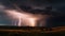 A menacing sky filled with a roiling mass of storm clouds, illuminated by jagged bolts of lightning and punctuated by deafening