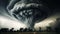 Menacing tornado in dramatic lightning storm, raw force of nature in striking depiction of disaster