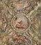 MENAGGIO, ITALY, 2015: The neobaroque ceiling fresco of God the Creator in church chiesa di Santo Stefano by Luigi Tagliaferri