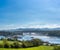 Menai Bridge and mist over the Menai straits