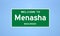 Menasha, Wisconsin city limit sign. Town sign from the USA.