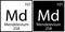 Mendelevium chemical element icon. Periodic symbol. Black and white. Mendeleev table. Vector illustration. Stock image.