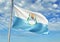 Mendoza province of Argentina Flag waving with sky on background realistic 3d illustration