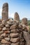 Menhirs. Prehistoric stone statues in Filitosa