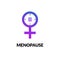 Menopause icon awareness. Woman fertility age clock menstrual period logo