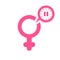 Menopause Pink Icon with Clock. Symbol of Menopause Period. Female Gender Icon with Menstrual Pause and Clock. Flat Icon