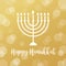 Menorah Candles on Golden Bokeh Background. Happy Hanukkah Sign