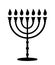 Menorah with candles. Jewish symbol. Black vector icon.