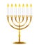 Menorah with candles. Jewish symbol. Golden icon.