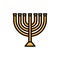 Menorah candlestick line color icon. Isolated vector element.