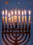 Menorah with nine burning candles. Hanukkah.