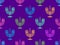 Menorah with nine Hanukkah candles seamless pattern. Happy Hanukkah. Multicolored menorahs with candles on a purple background.