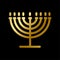 Menorah symbol isolated gold judaism religion sign