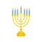 Menorah vector icon. Menorah - Traditional seven-branched Jewish candlestick for Hanukkah design. Isolated on white
