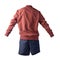 Mens bomber jacket sports shorts isolated on white background. fashionable casual wear