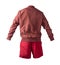 Mens bomber jacket sports shorts isolated on white background. fashionable casual wear