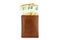 Mens brown leather wallet with a stack of Euro notes sticking out of the inside, standing isolated on a white background, visible